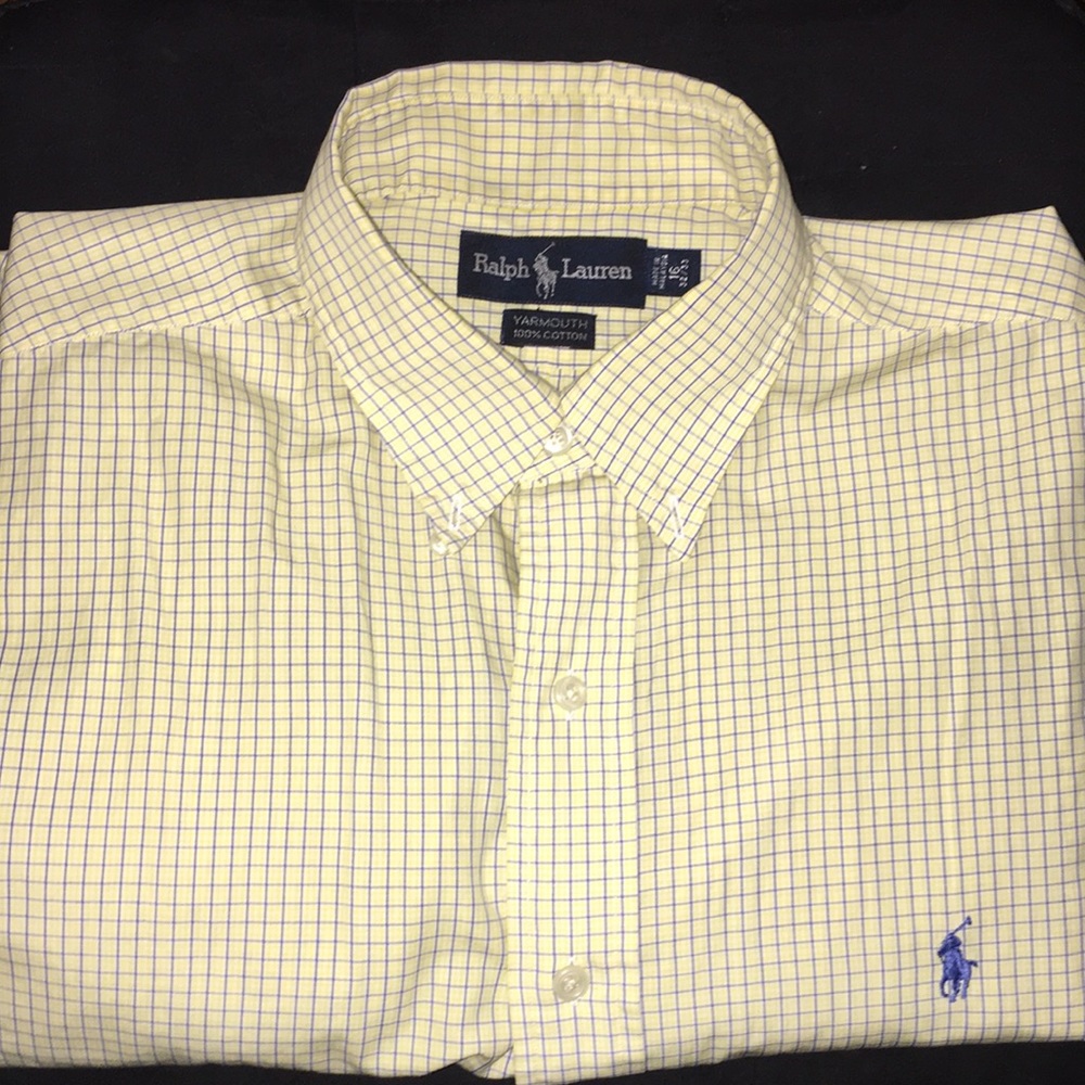 Yellow blue pinstripes Ralph Lauren button up